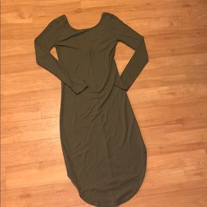 XS dark green long bodycon dress w/ low back